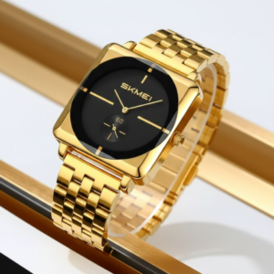 Montre homme de luxe SKMEI 2413 - bracelet en acier inoxydable, affichage carré, mouvement à quartz, design pratique et élégant, affichage par aiguilles.